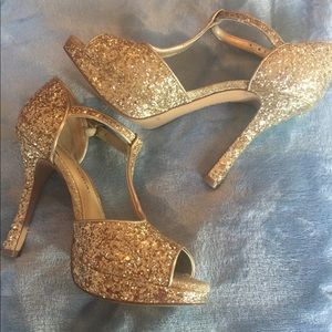 GIANNI BINI METALLIC GOLD HEELS